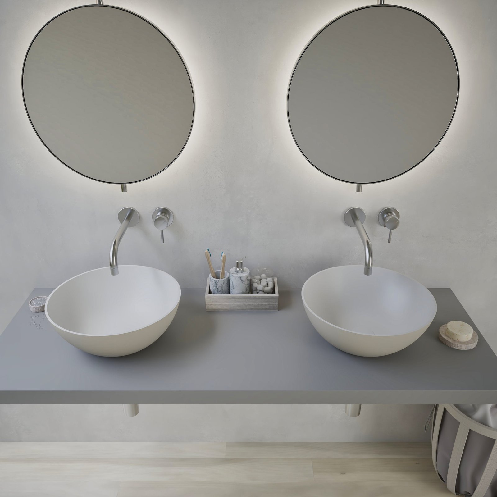 High-quality Solid Surface washbasin High-quality Solid Surface washbasin designed to enhance contemporary bathrooms with Ideavit’s signature bicolor style