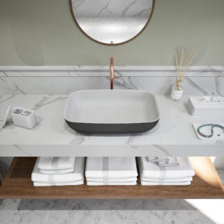 Ideavit 2023 Bicolor Freestanding Washbasin featuring a matte black exterior and matte white interior