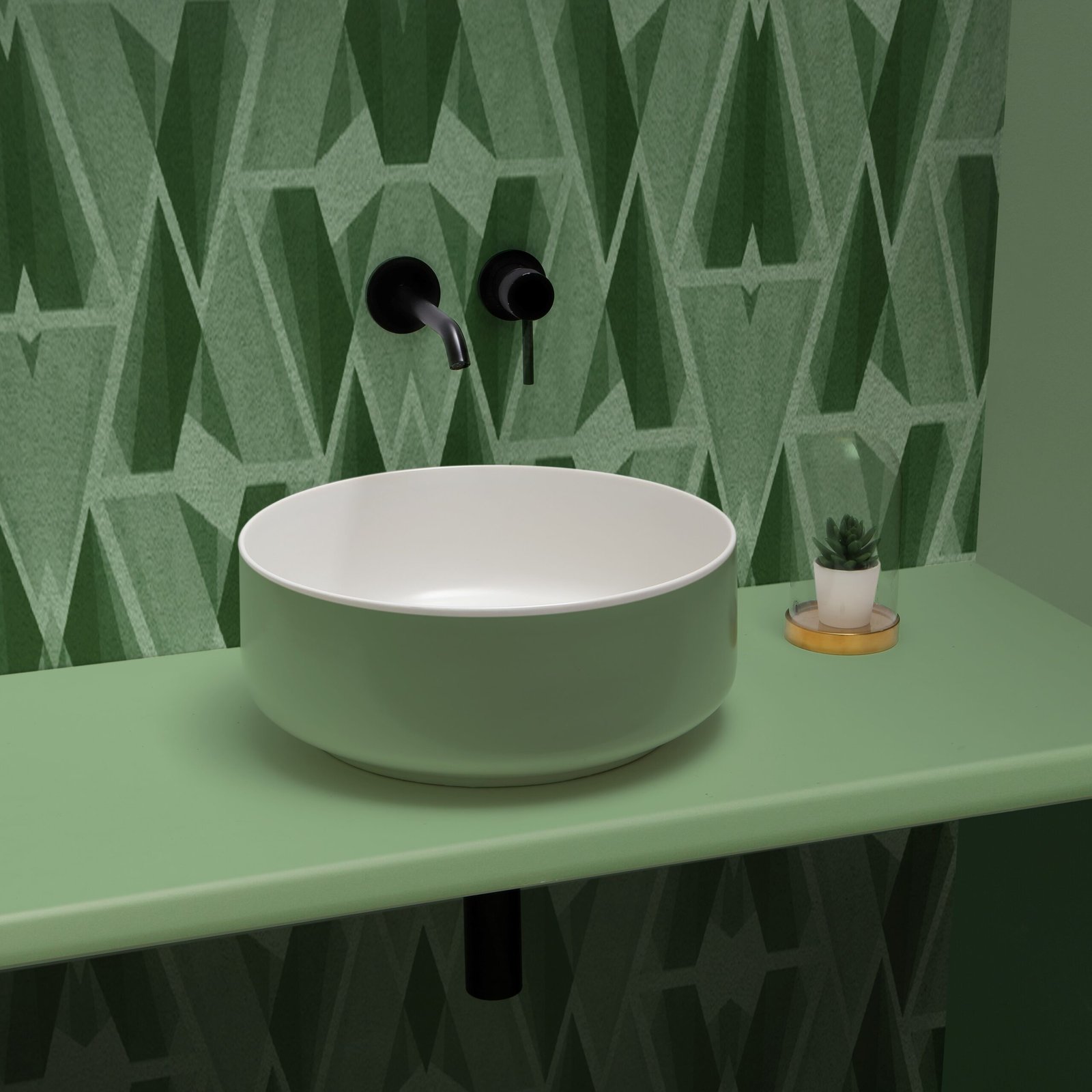 Durable bicolor round ceramic washbasin Durable and eco-friendly bicolor round ceramic washbasin, perfect for practical use
