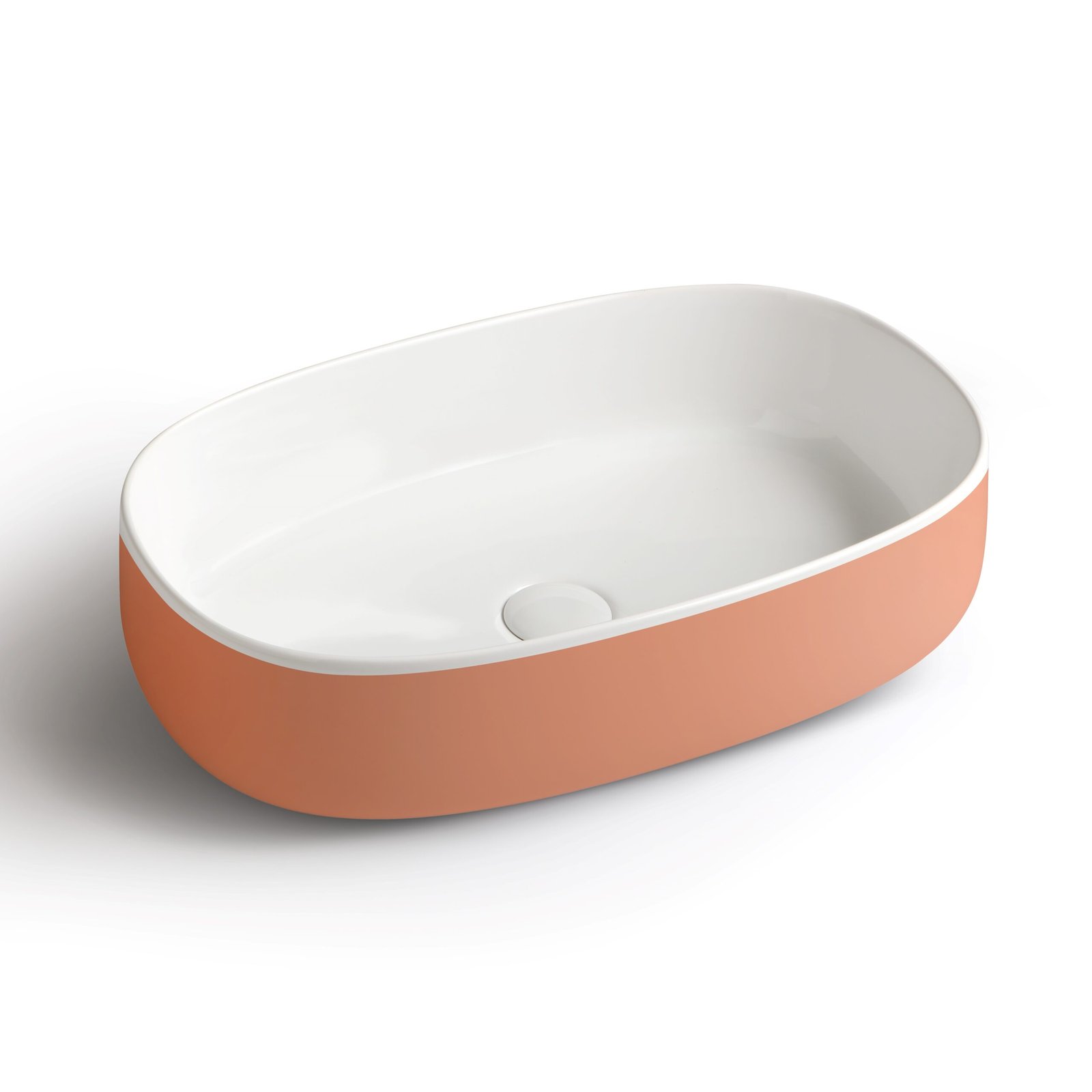 Handcrafted bicolor oval washbasin Handcrafted bicolor oval washbasin from the Bucchero Collection, combining lost manual skills with innovative materials