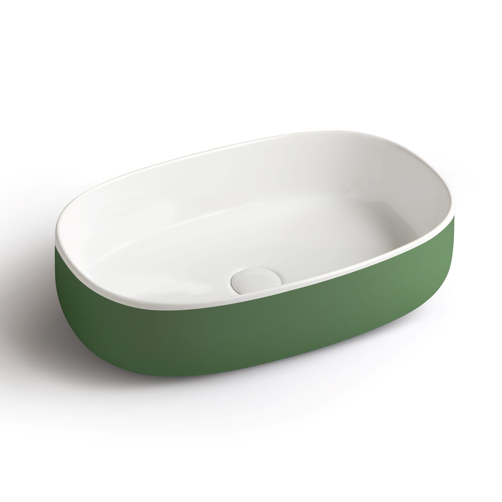 Luxurious bicolor ceramic washbasin in an oval design Luxurious bicolor ceramic washbasin in an oval design, a standout piece from the Horganica Collection