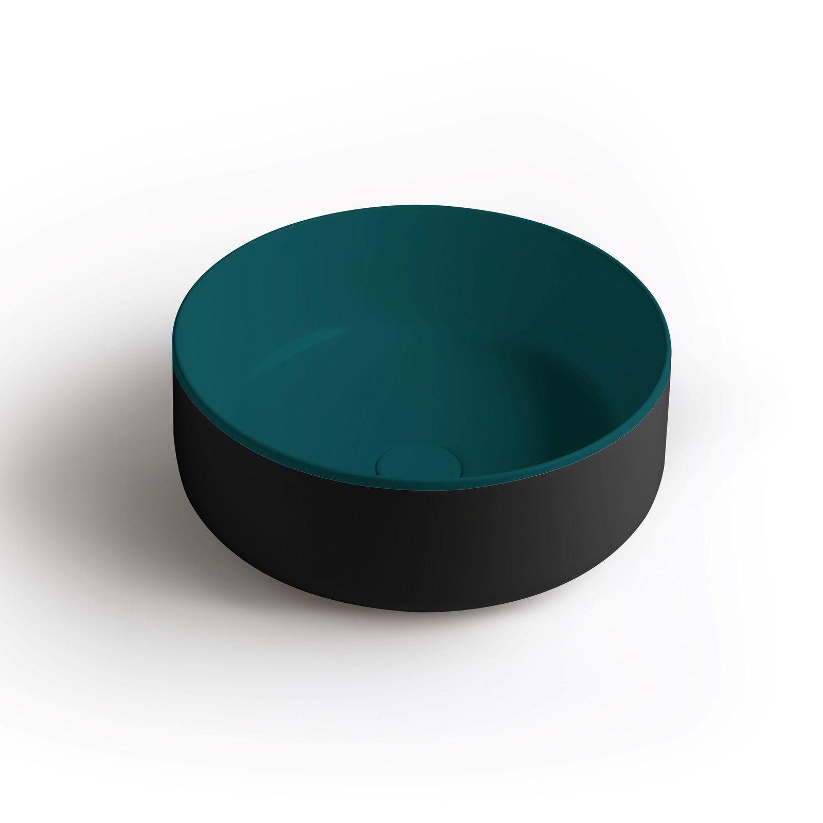 Innovative round ceramic washbasin Innovative round ceramic washbasin featuring contrasting colors and sustainable materials