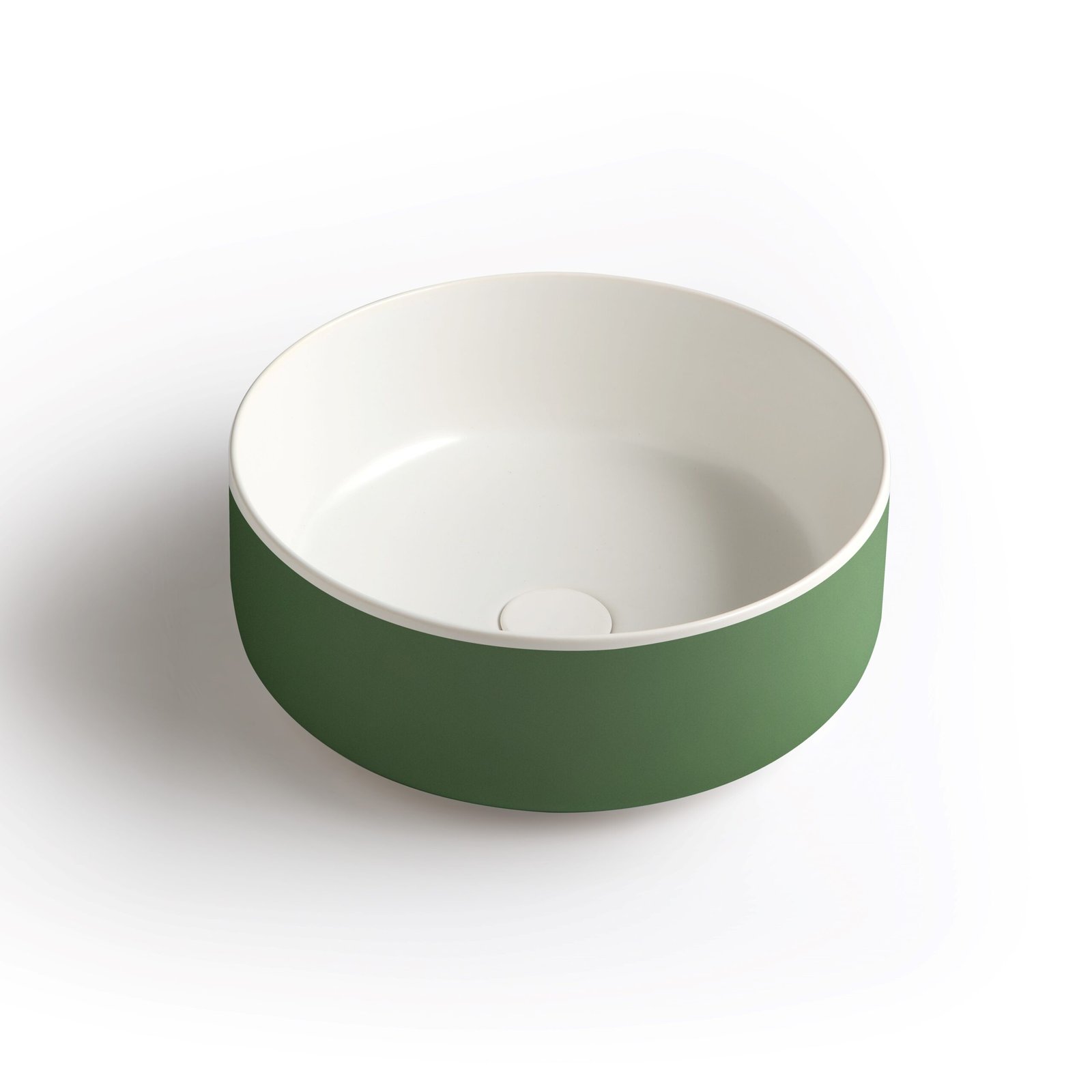Stylish round ceramic washbasin Stylish round ceramic washbasin with a smooth glazed finish for easy cleaning