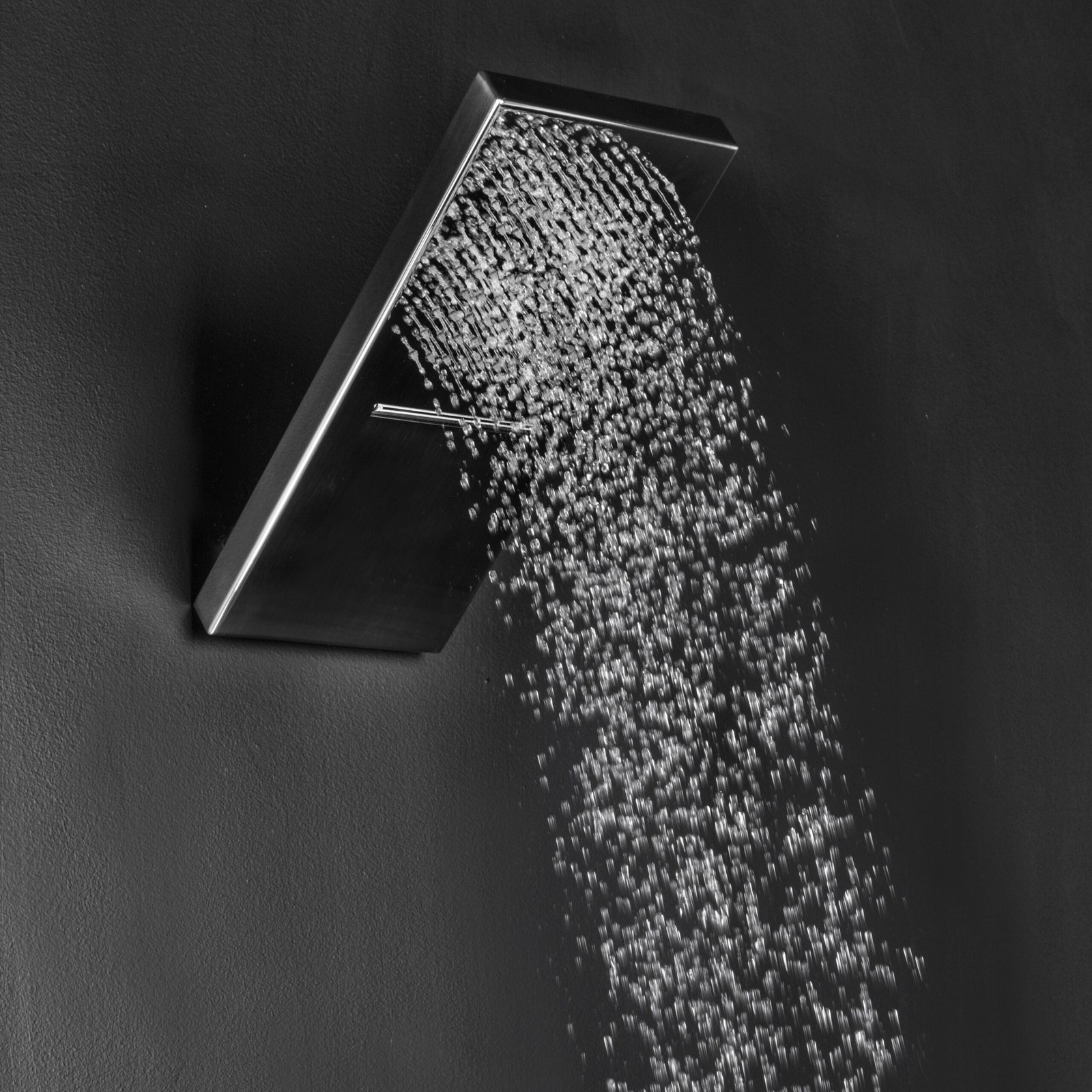 Italian-designed rectangular shower head with a sleek 14" x 6" stainless steel frame