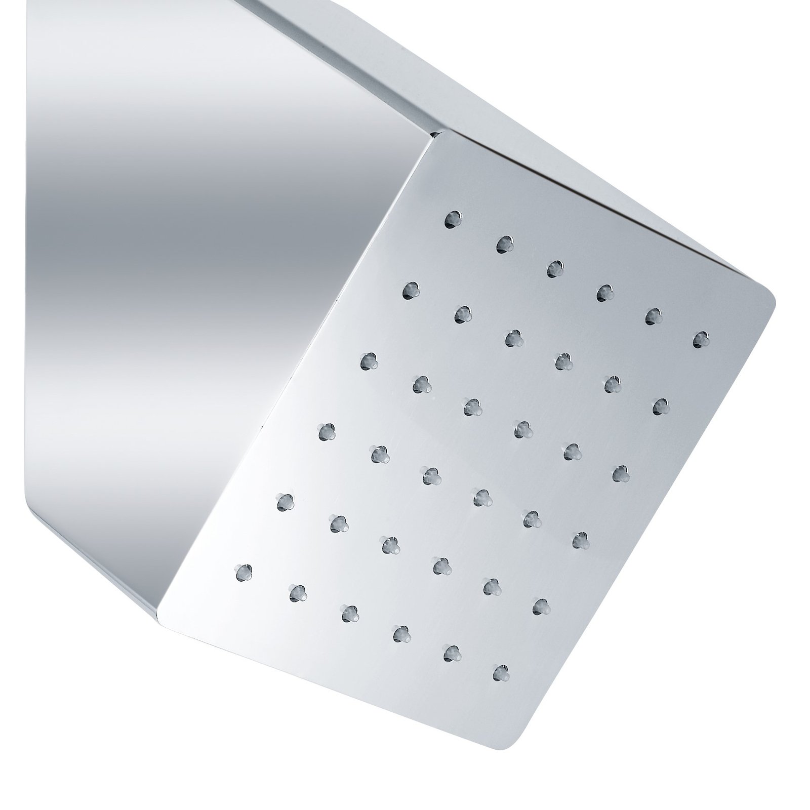 Compact 6″ square rainfall shower head with a 10″ angled design. Built with durable materials, eco-friendly practices, and elegant finishes