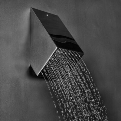 Sleek 6″ square rainfall shower head with a 10″ angled projection, crafted from premium 304 stainless steel