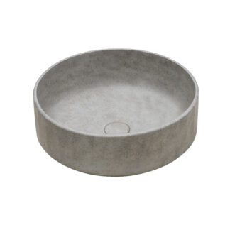 LIXIR Round Washbasin in Beige, a sleek concrete washbasin with a minimalist design and matching grid drain