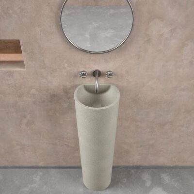 Beige Concrete Evo Pedestal by Ideavit, featuring a durable anti-scratch finish, combining contemporary design with premium materials