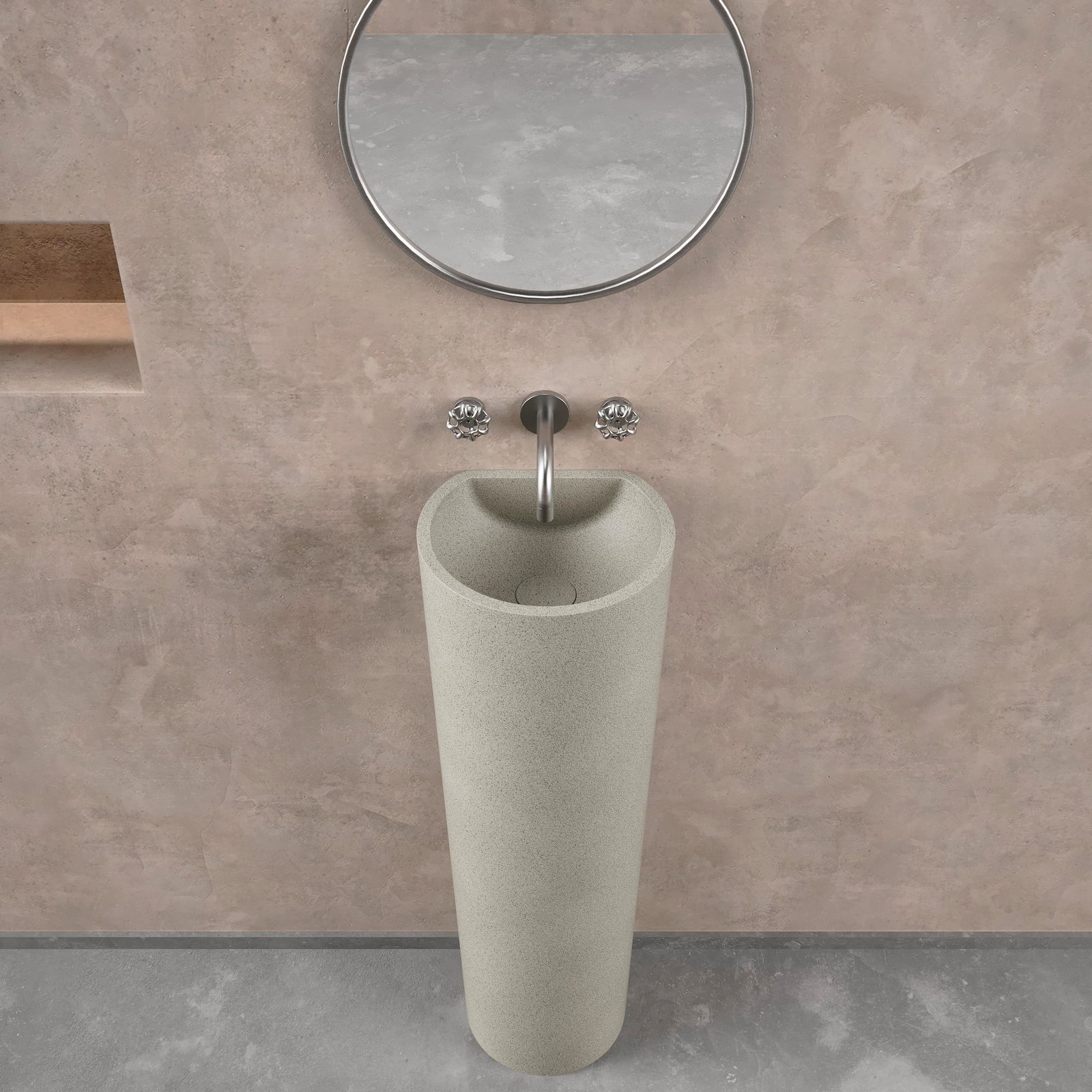 Beige Concrete Evo Pedestal by Ideavit, featuring a durable anti-scratch finish, combining contemporary design with premium materials