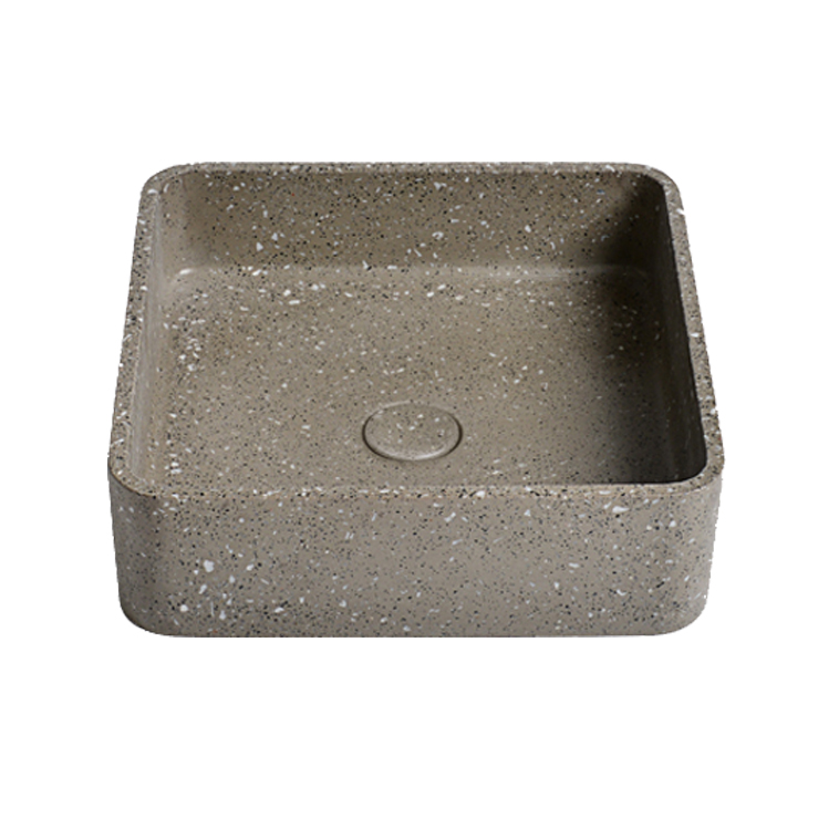 Zoe Square Washbasin in grey terrazzo