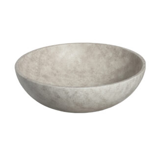 Rex Round Washbasin in Beige Concrete, a luxurious freestanding basin with a smooth, anti-scratch finish
