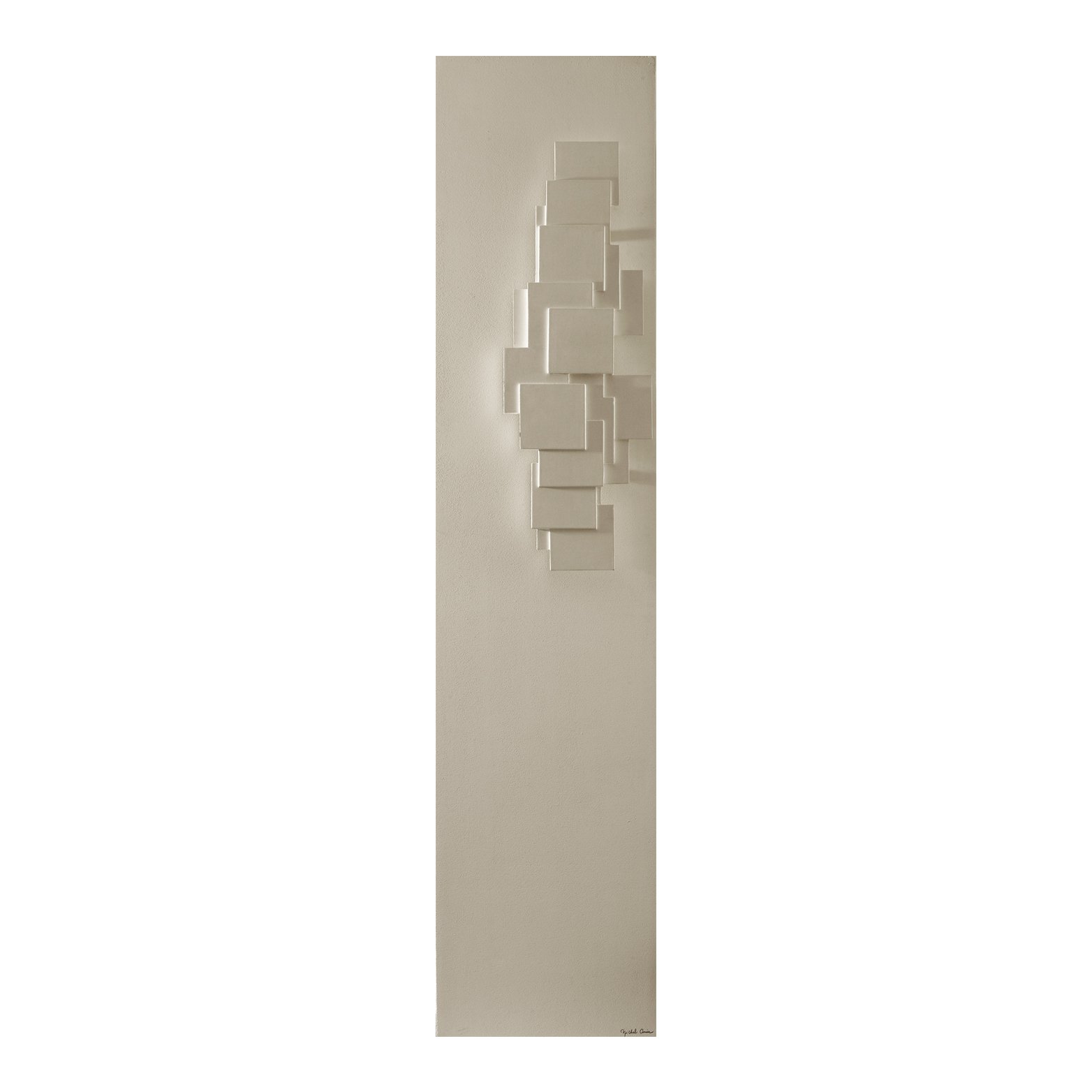 Sculptural tall bathroom radiator with a sleek, modern design, blending art and functionality to enhance any bathroom space.