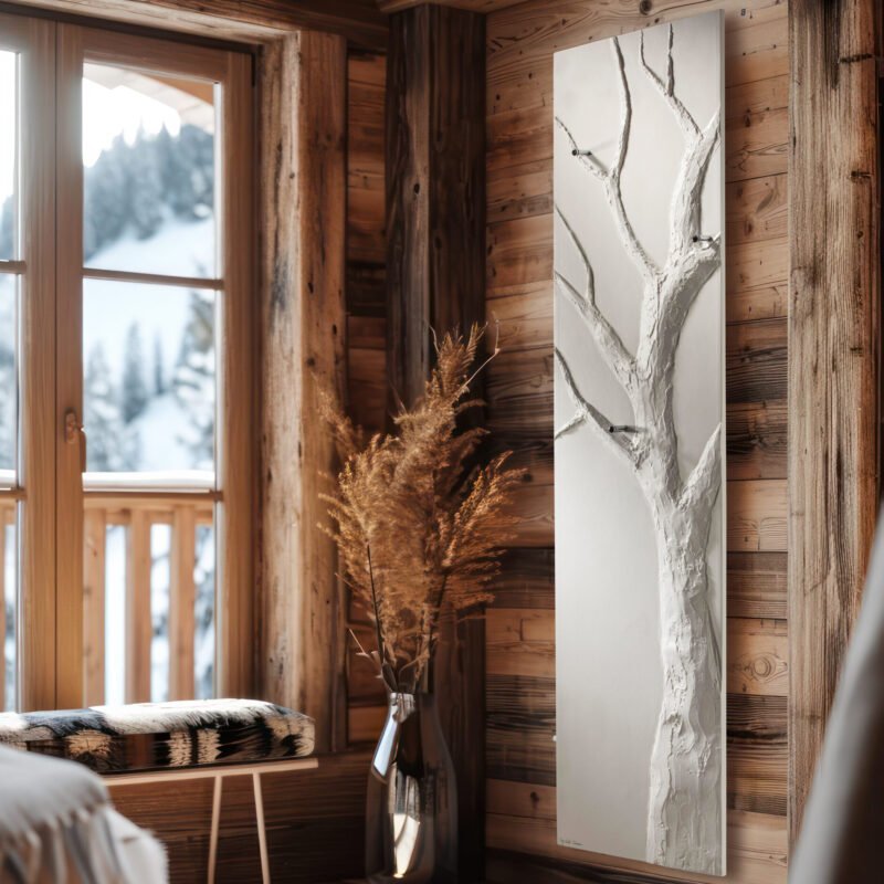 Luxurious bathroom warmer radiator illustrating a Tree.