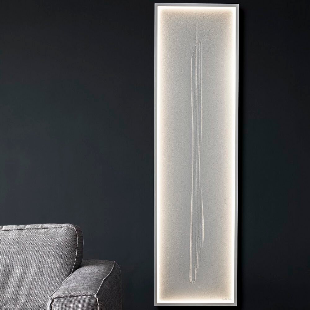 LED ZEN Tall Bathroom Radiator – A sophisticated Olycal® Stone radiator with a sleek recessed LED-lit metal frame