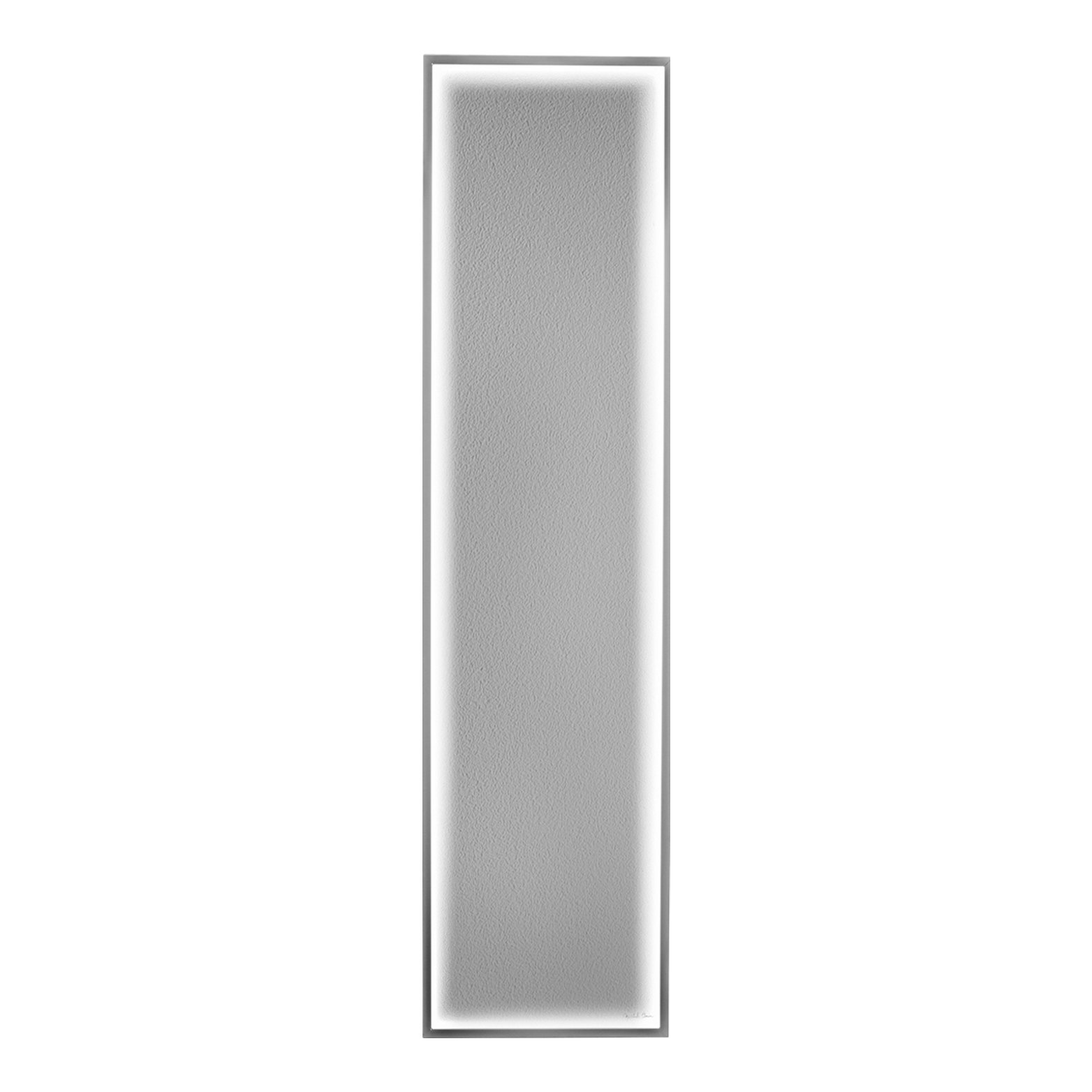 UNI Tall Bathroom Radiator with LED Frame UNI Tall Bathroom Radiator with LED Frame – Elegant Olycal® Stone radiator enhanced with a recessed LED-lit metal frame, featuring customizable dimmable lighting for a refined ambiance.
