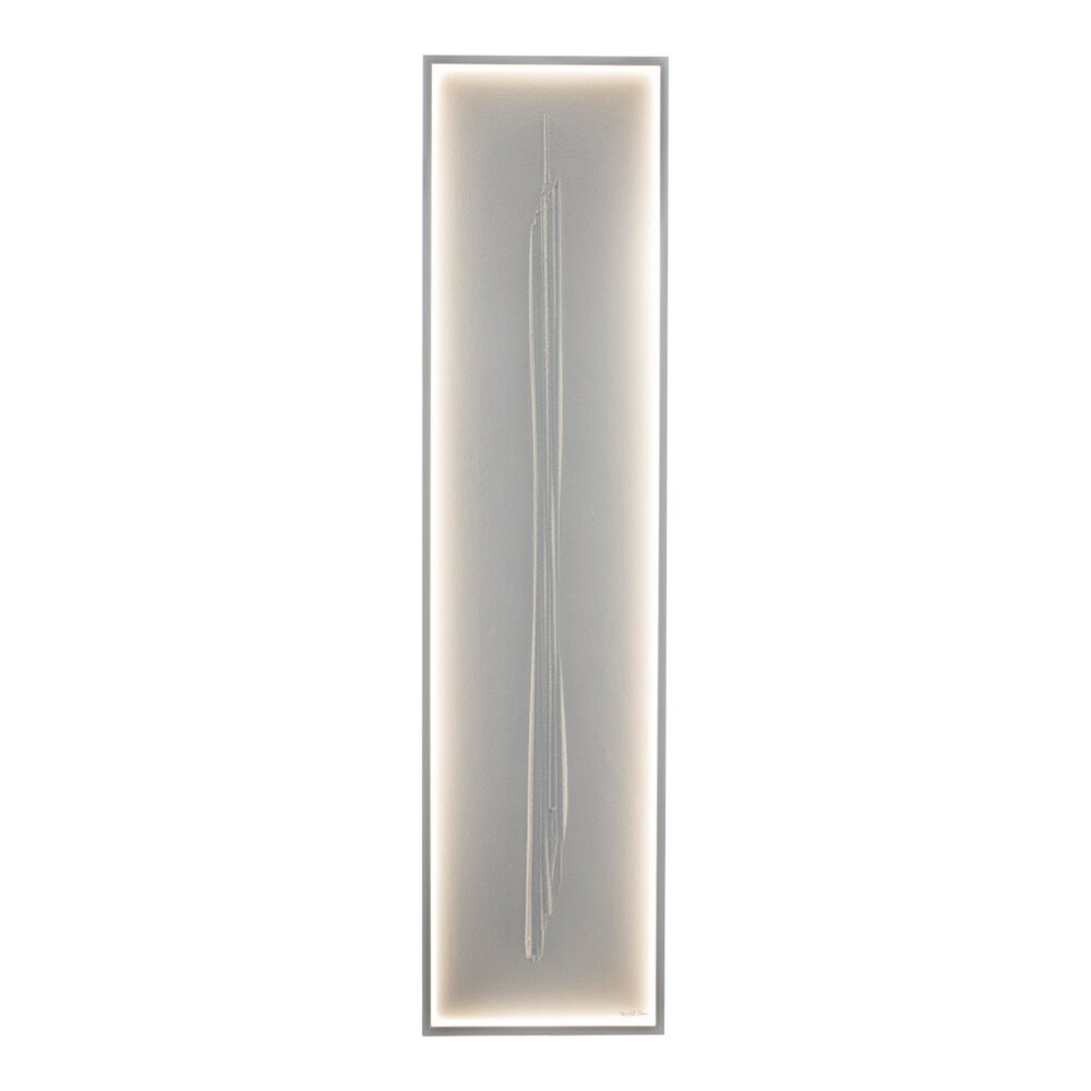 ZEN Tall Bathroom Radiator with LED Frame – A sophisticated **Olycal® Stone** radiator with a sleek recessed LED-lit metal frame, offering **customizable dimmable lighting** for an elevated ambiance.