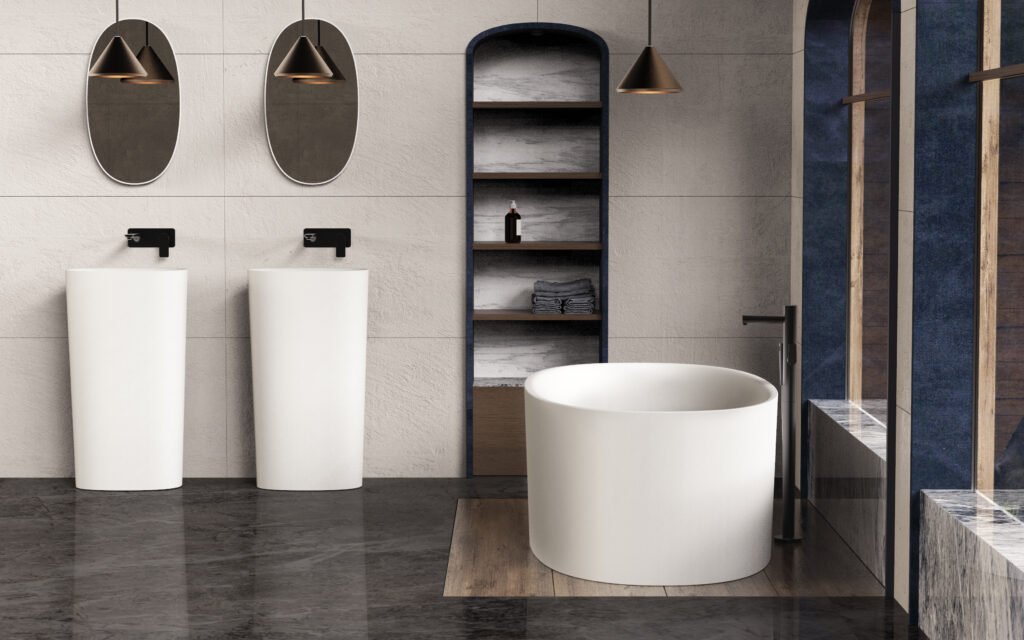 SolidCliff Pedestal in minimalist bathroom