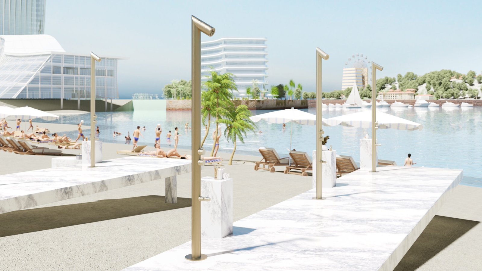 Rain Therapy outdoor showers at PSCBATH