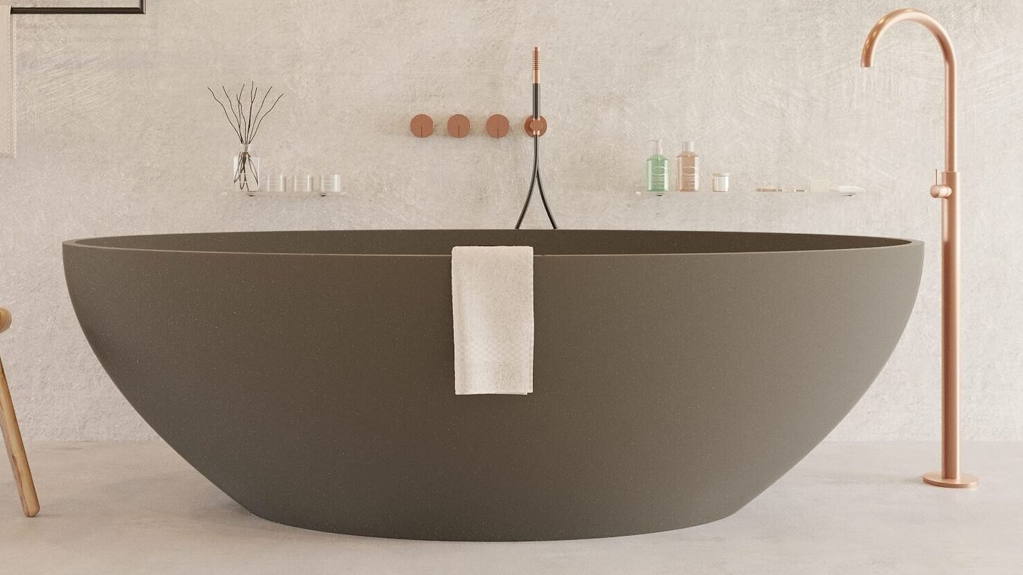 Elegant Dark Grey Freestanding Bathtub by Ideavit
