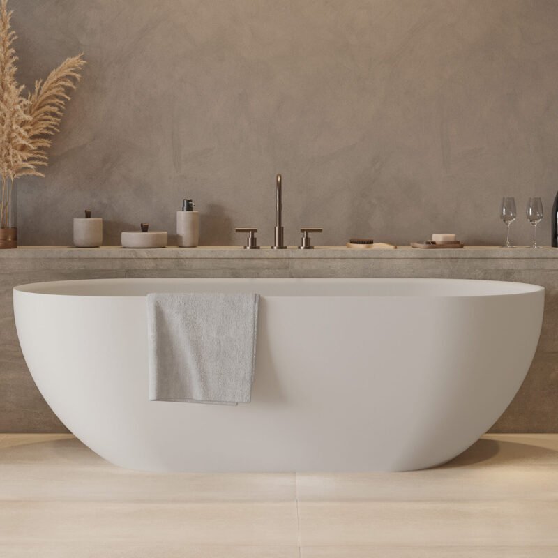 ERA170 Freestanding Bathtub with a matte white finish