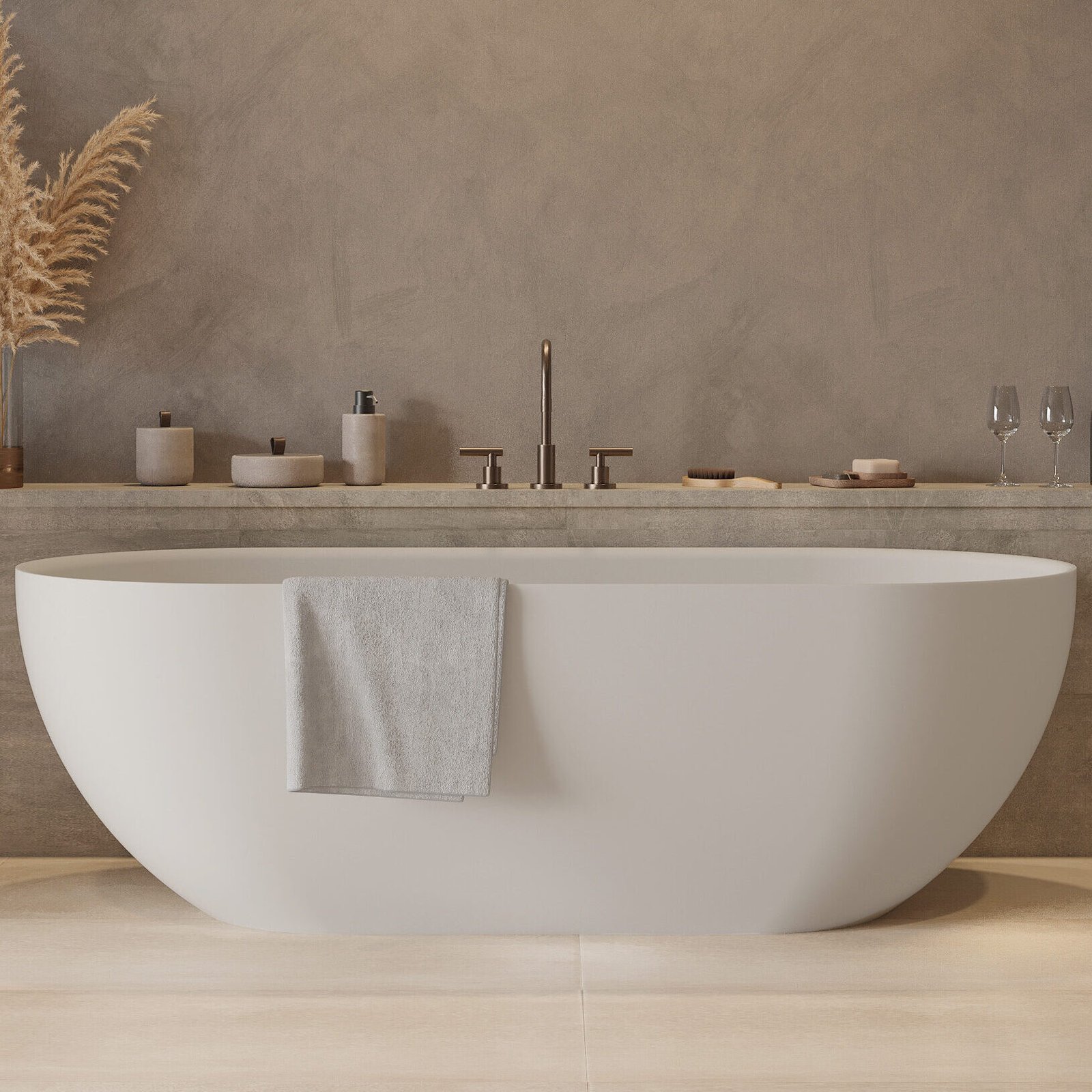 ERA170 Freestanding Bathtub with a matte white finish