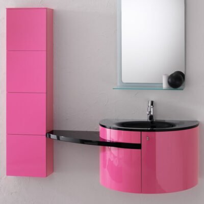 CURVED WALL-HUNG VANITY WITH SIDE COLUMN