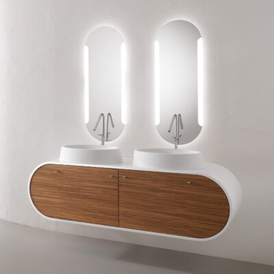 CURVED WALL-HUNG DOUBLE VANITY